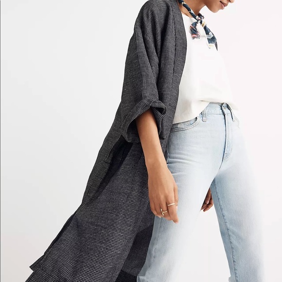 MADEWELL Long Robe Jacket Grid Pattern - Picture 3 of 6